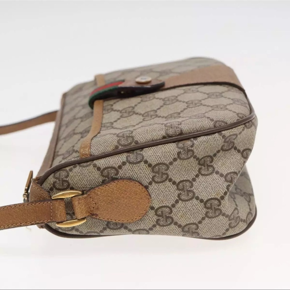 GUCCI GG Supreme Web Sherry Line Shoulder Bag PVC Beige Red 89 01 032 Auth 83419 - Picture 3 of 9